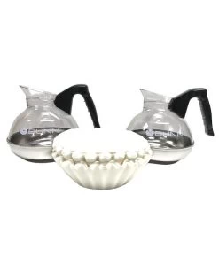 BUNN® 2 Bunn Easy Pour Pots (Black) & 100 12-Cup Filters