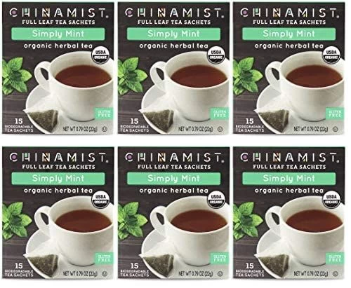 China Mist - Simply Mint Herbal Full Leaf Tea Sachet, 15 Count Box - Biodegradable And Individually Wrapped (6 Pack) 3 China Mist - Simply Mint Herbal Full Leaf Tea Sachet, 15 Count Box - Biodegradable And Individually Wrapped (6 Pack)