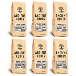 Optimal Coffee Shop 31 Ancient Roots Donut Shop Medium Roast Flavored Mushroom Ground Coffee6/12 Oz Bags