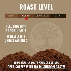 Ancient Roots Donut Shop Medium Roast Flavored Mushroom Ground Coffee6/12 Oz Bags -Optimal Coffee Shop ancient roots french vanilla flavored mushroom coffee french vanilla coffee2 2 1 1 1