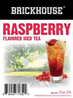 Brickhouse Raspberry Flavored Iced Tea, 24/3 Oz Packets, Loose Leaf With Filters -Optimal Coffee Shop brickhouse raspberry flavored iced tea 2