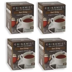 China Mist - Earl Grey Organic Black Full Leaf Tea Sachet, 4 Boxes 15 Count Each