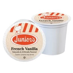 Junior's Most Fabulous French Vanilla, Medium Roast Single Single Serve 18 Ct -Optimal Coffee Shop juniors most fabulous french vanilla medium roast single single serve 100 ct 1
