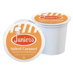 Junior's Most Fabulous Salted Caramel, Medium Roast Single Single Serve 2/18 Ct -Optimal Coffee Shop juniors most fabulous salted caramel medium roast single single serve 100 ct 1 1
