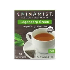 China Mist - Legendary Green Organic Black Full Leaf Tea Sachet, 15 Count Box -Optimal Coffee Shop legendarygreen teasachet packet 1 2