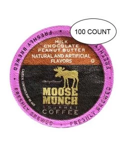 Moose Munch Coffee By Harry & David, Milk Chocolate Peanut Butter, 100 Single Serve Cups